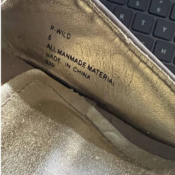 Steve Madden Chevron Peep Toe Platform Sandal Beige Brown Shoes Women's Size 8 - Picture 6 of 7